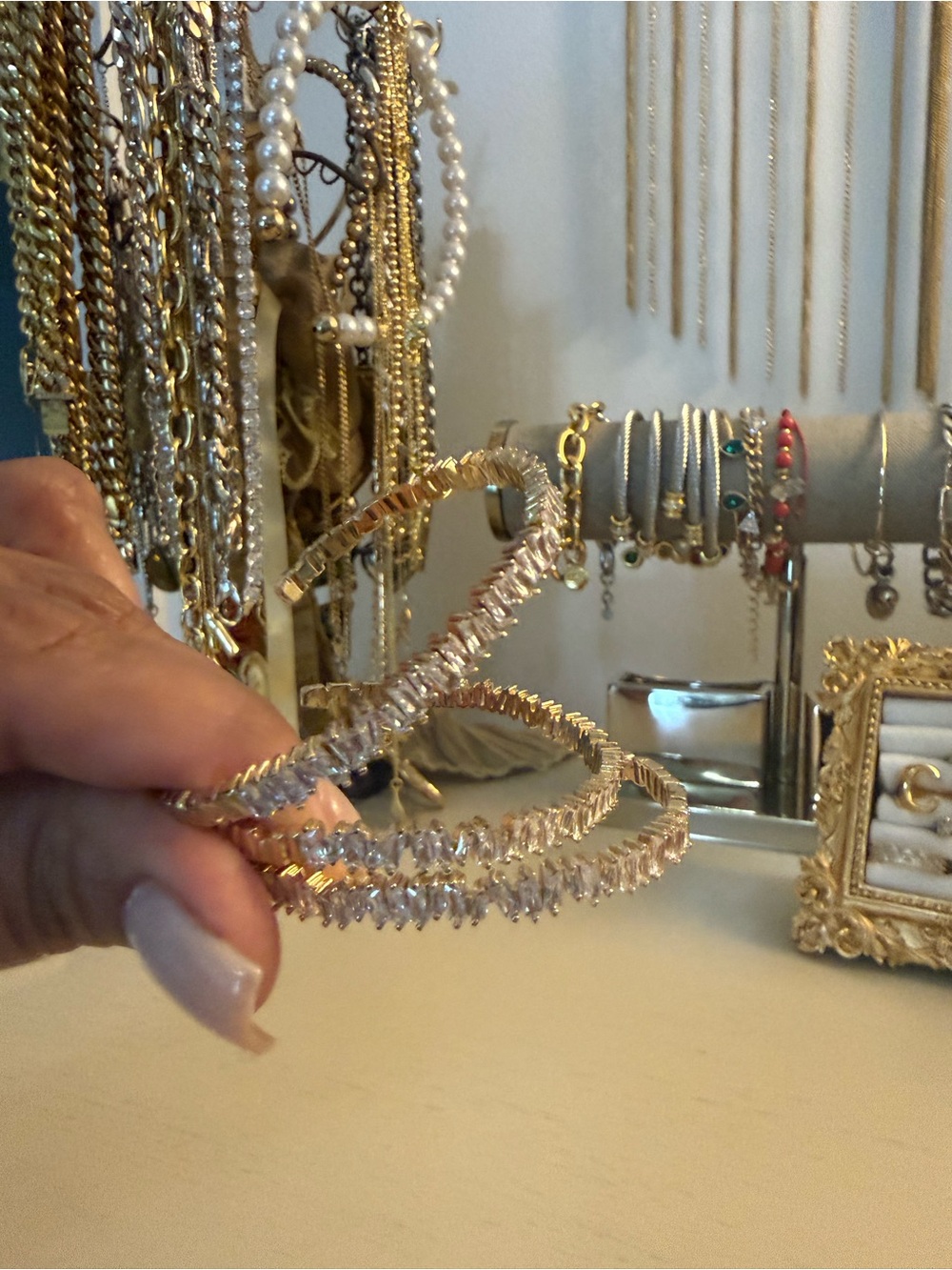 Gold Crystal Stacked Bangle Bracelets - Women Jewelry